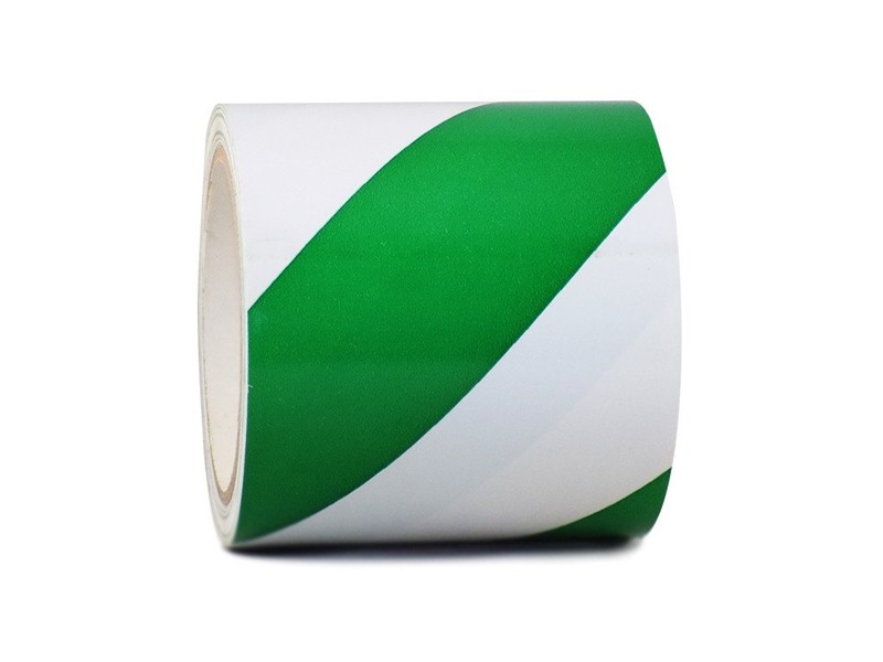 Hazard-Striped Vinyl Floor Tape - Green & White - 2 x 36-yd — Identi-Tape